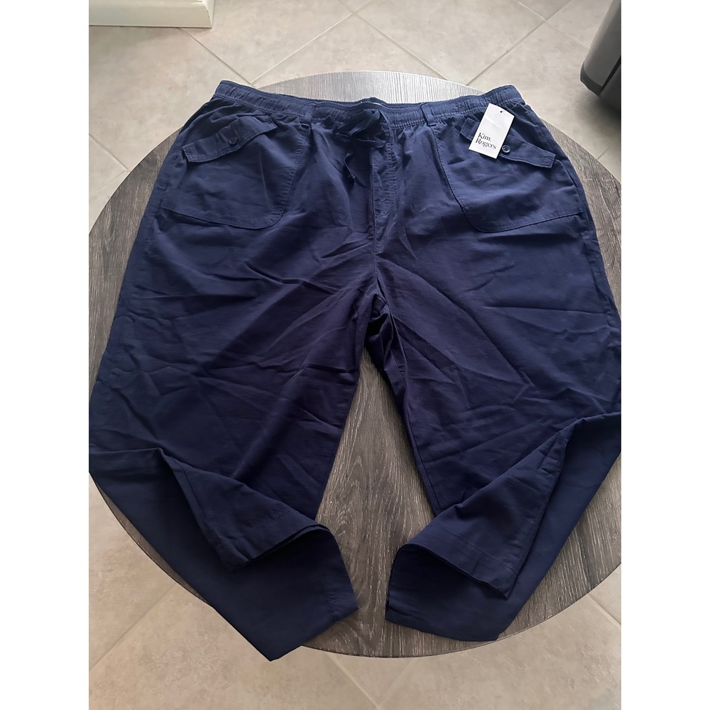 Kim Rogers Women's Navy Blue Pull-On Pants Size 2X/3X Elastic Waist Pockets